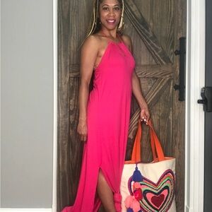 Entro fuchsia Halter Maxi Dress